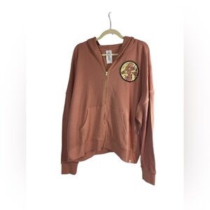 Disney Princess Jasmine & Rajah Zip Hoodie Jacket 2X Peach Lightweight Waffle